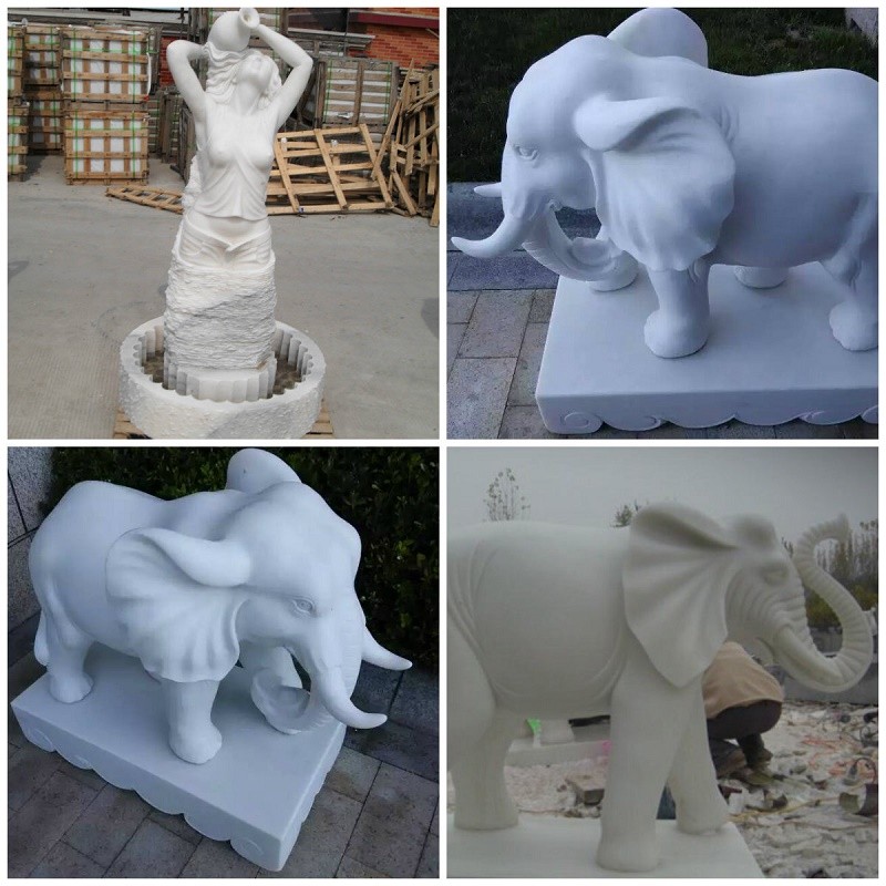 White Elephant Carving Statue Sculpture