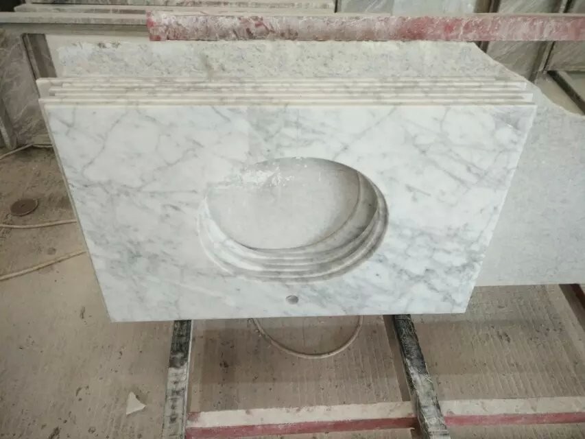 bianco carara marble  vanity top for bathroom