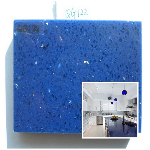 Blue Artificial Quartz Stone Qg122 For Counterto