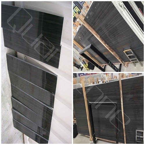 Polished Black Wood Grain Marble Tiles and Slabs